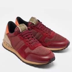 Valentino Red Leather,Mesh and Suede Rockrunner Sneakers Size 41