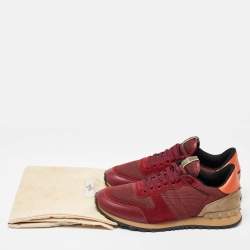 Valentino Red Leather,Mesh and Suede Rockrunner Sneakers Size 41