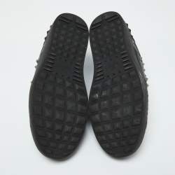 Valentino Black Leather Rockstud Untitled Low Top Sneakers Size 44.5