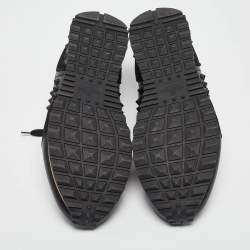 Pre Owned Valentino Black Leather and Suede Rockrunner Sneakers Size 42
