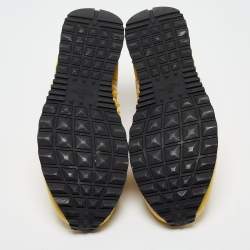 Pre Owned Valentino Yellow Suede and Leather Rockstud Sneakers Size 45
