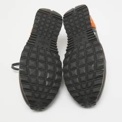 Pre Owned Valentino Multicolor Camouflage Print Canvas and Leather Rockrunner Sneakers Size 45