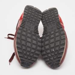 Valentino Red Camouflage Leather and Canvas Rockrunner Sneakers Size 45