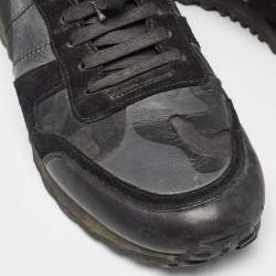 Valentino Black Suede and Leather Rockrunner Sneakers Size 45