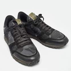 Valentino Black Suede and Leather Rockrunner Sneakers Size 45