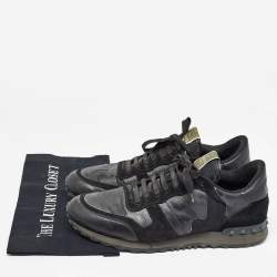 Valentino Black Suede and Leather Rockrunner Sneakers Size 45
