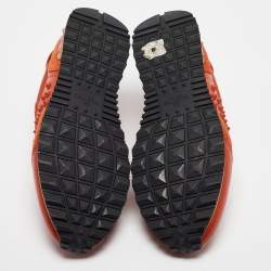 مملوكة مسبقًا Valentino Orange Suede and Leather Rockstud Sneakers Size 45