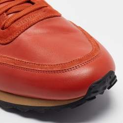 مملوكة مسبقًا Valentino Orange Suede and Leather Rockstud Sneakers Size 45