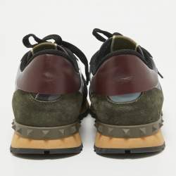 Valentino Multicolor Canvas and Leather Rockrunner Low Top Sneakers Size 44