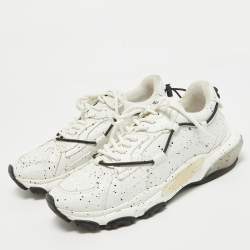 Valentino White/Black Paint Splatter Leather Bounce Sneakers Size 44