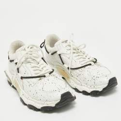 Valentino White/Black Paint Splatter Leather Bounce Sneakers Size 44