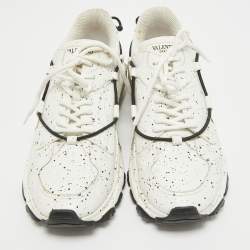 Valentino White/Black Paint Splatter Leather Bounce Sneakers Size 44