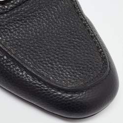 Pre Owned Valentino Black Leather Escape V logo Slip On Loafers Size 43