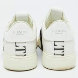 Pre Owned Valentino White/Black Leather VLTN Sneakers Size 44