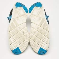 Pre Owned Valentino Multicolor Knit Fabric Leather High Top Sneakers Size 45