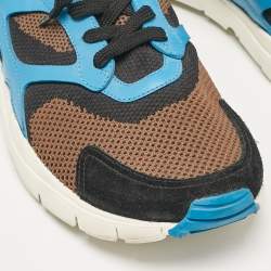 Pre Owned Valentino Multicolor Knit Fabric Leather High Top Sneakers Size 45