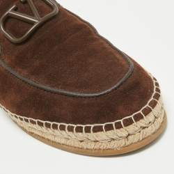 Valentino Brown Suede Escape V logo Loafers Size 44.5