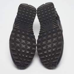 مملوكة مسبقًا Valentino Black/Metallic Leather and Suede Rockrunner Lace Up Sneakers Size 43