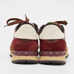 Pre Owned Valentino Multicolor Camouflage Leather and Suede Rockrunner Sneakers Size 43