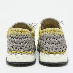 Pre Owned Valentino Tricolor Woven Fabric Crochet Low-Top Sneakers Size 43