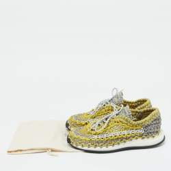 Pre Owned Valentino Tricolor Woven Fabric Crochet Low-Top Sneakers Size 43