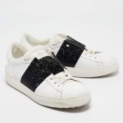 Pre Owned Valentino White Leather Rockstud Lace Up Sneakers Size 41