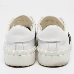 Pre Owned Valentino White Leather Rockstud Lace Up Sneakers Size 41