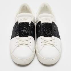 Pre Owned Valentino White Leather Rockstud Lace Up Sneakers Size 41