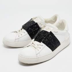 Pre Owned Valentino White Leather Rockstud Lace Up Sneakers Size 41