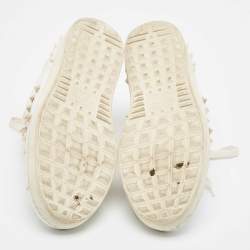 Valentino White Leather Rockstud Lace Up Sneakers Size 43