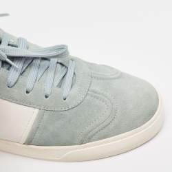 Valentino Green/White Leather and Suede Flycrew Lace Up Sneakers Size 41