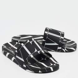 Valentino Black/White Rubber VLTN Pool Slides Size 42