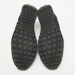 Valentino Black Canvas and Suede Rockstud Low Top Sneakers Size 42