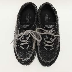 Valentino Black/Grey Crochet Low Top Sneakers Size 43