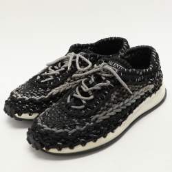 Valentino Black/Grey Crochet Low Top Sneakers Size 43