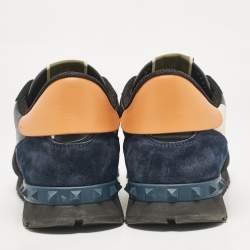 Pre Owned Valentino Multicolor Camouflage Leather and Suede Rockrunner Sneakers Size 42.5