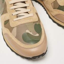Valentino Multicolor Camouflage Leather and Suede Rockrunner Lace Up Sneakers Size 44