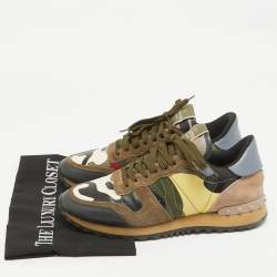 Valentino Multicolor Leather and Suede Rockrunner Lace Up Sneakers Size 39.5