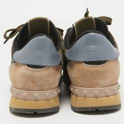 Valentino Multicolor Leather and Suede Rockrunner Lace Up Sneakers Size 39.5