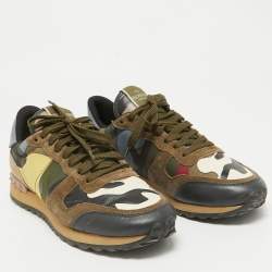 Valentino Multicolor Leather and Suede Rockrunner Lace Up Sneakers Size 39.5