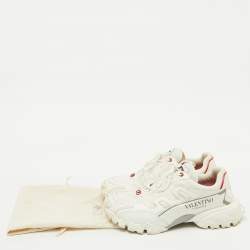 Pre Owned Valentino White Leather and Mesh Climbers Vlogo Sneakers Size 41