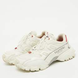 Pre Owned Valentino White Leather and Mesh Climbers Vlogo Sneakers Size 41