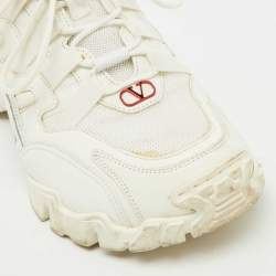 Pre Owned Valentino White Leather and Mesh Climbers Vlogo Sneakers Size 41