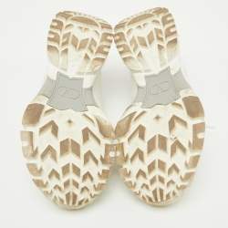 Pre Owned Valentino White Leather and Mesh Climbers Vlogo Sneakers Size 41