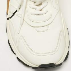 Pre Owned Valentino White Leather VLogo Lace Up Sneakers Size 42.5