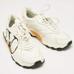 Pre Owned Valentino White Leather VLogo Lace Up Sneakers Size 42.5