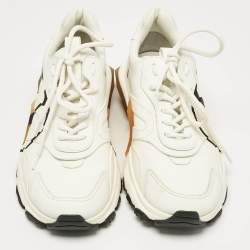 Pre Owned Valentino White Leather VLogo Lace Up Sneakers Size 42.5