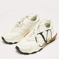 Pre Owned Valentino White Leather VLogo Lace Up Sneakers Size 42.5