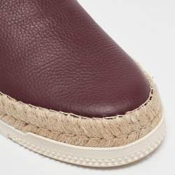 مملوكة مسبقًا Valentino Burgundy Leather Slip On Espadrille Sneakers Size 42
