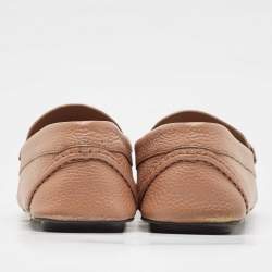 Valentino Beige Leather Escape V logo Loafers Size 42